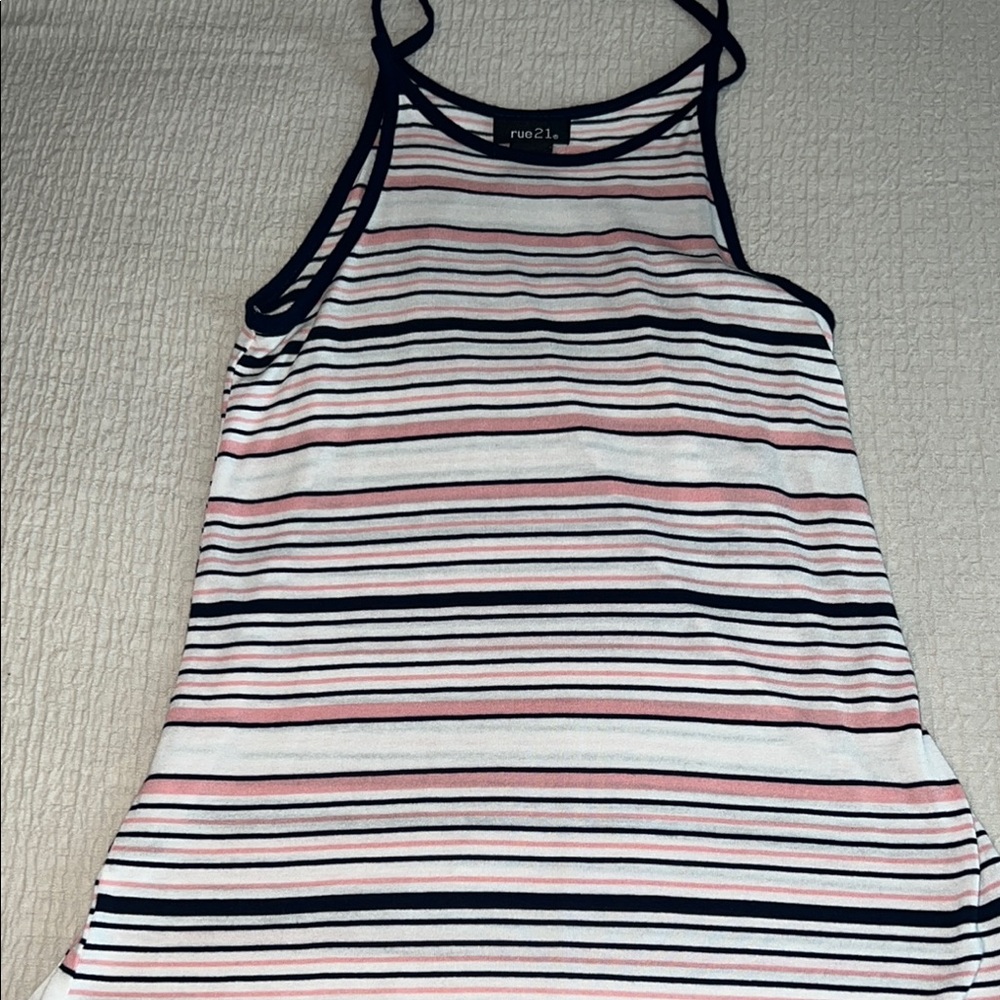 Rue21 Women's Striped Tank Top - Pink and Black